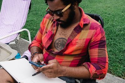Man using mobile phone