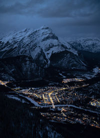 Banff lights in the evening from sulphur mountain 