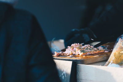 Close-up of food on cutting board